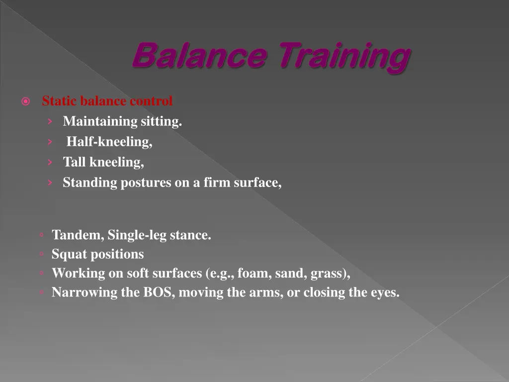 balance training balance training