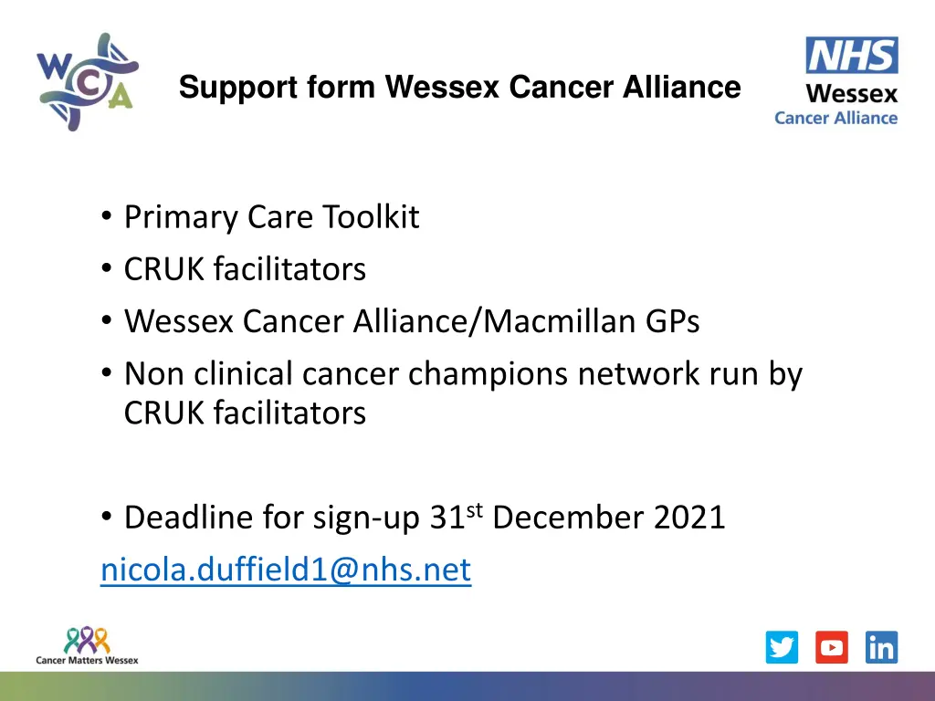 support form wessex cancer alliance