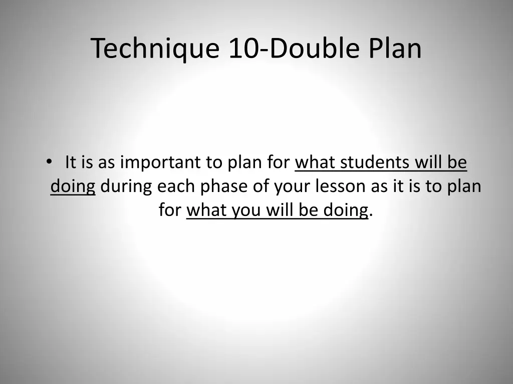 technique 10 double plan