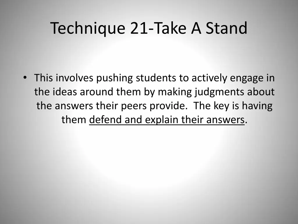 technique 21 take a stand