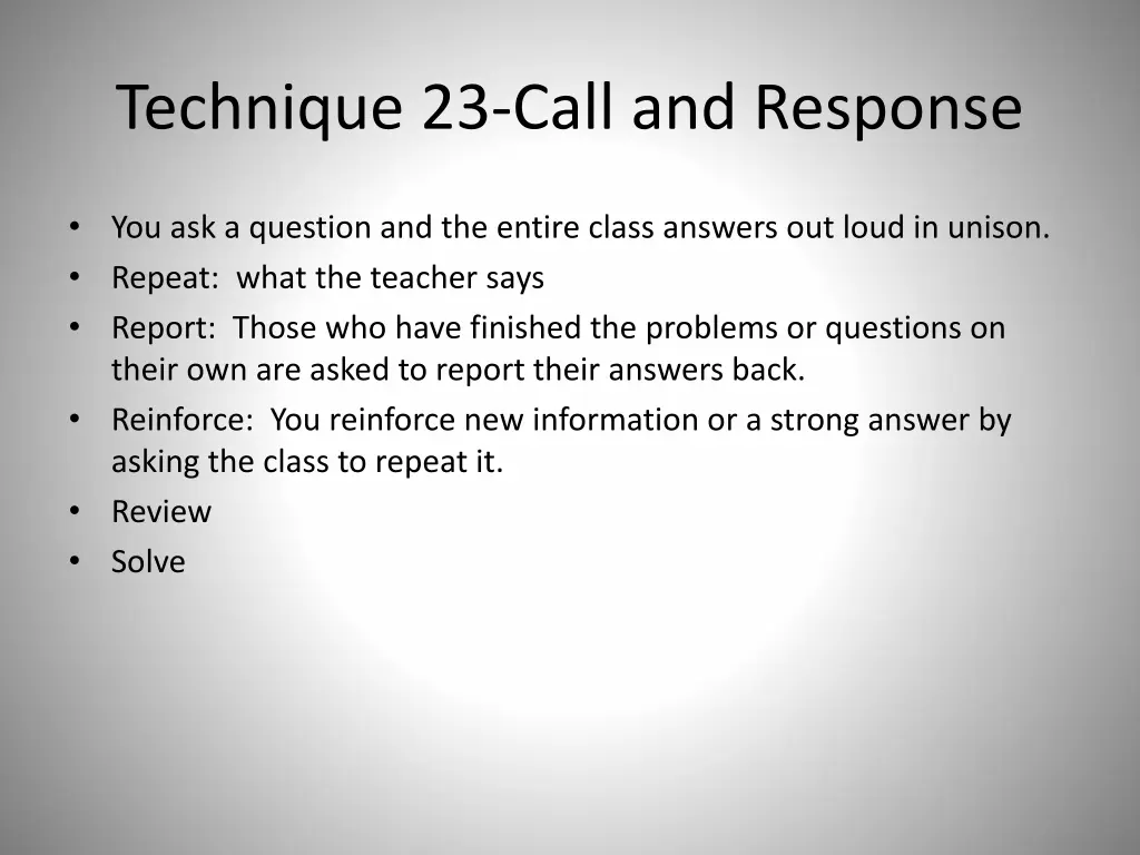 technique 23 call and response