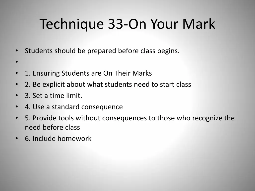 technique 33 on your mark