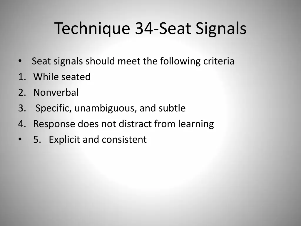 technique 34 seat signals