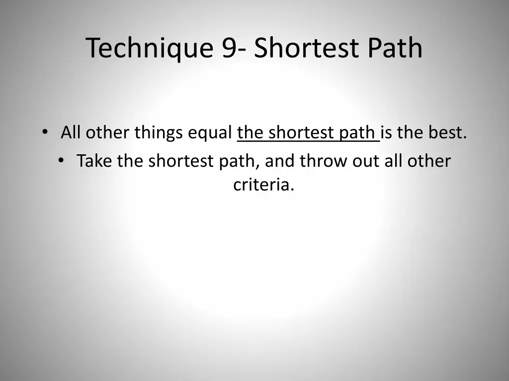 technique 9 shortest path