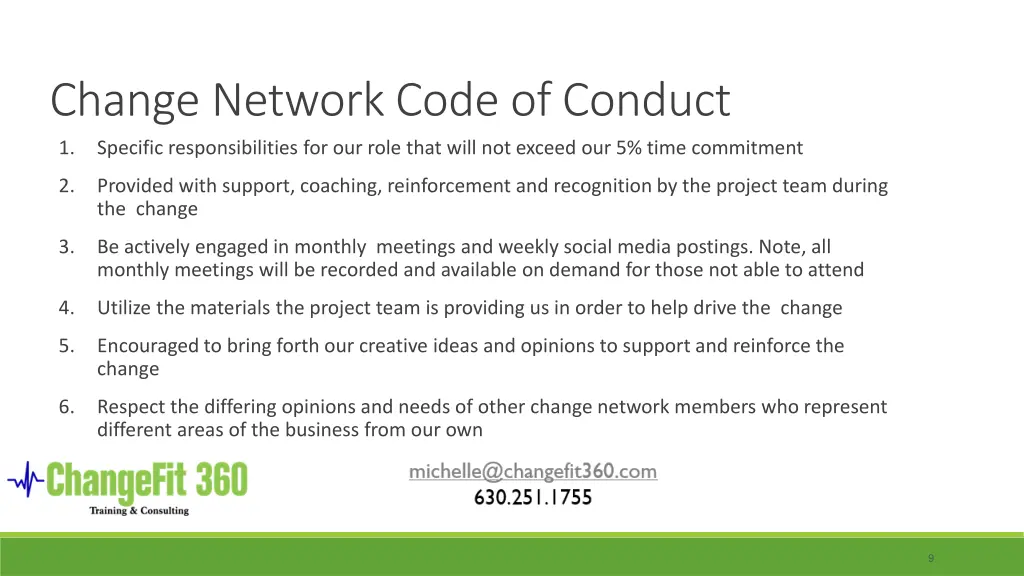 change network code of conduct 1 specific