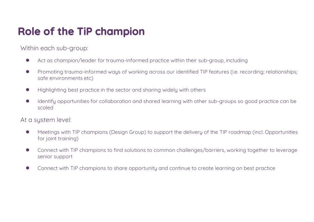 role of the tip champion role of the tip champion