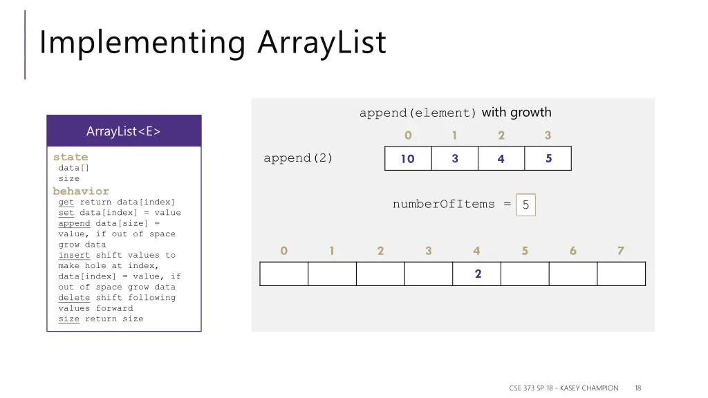 implementing arraylist 1