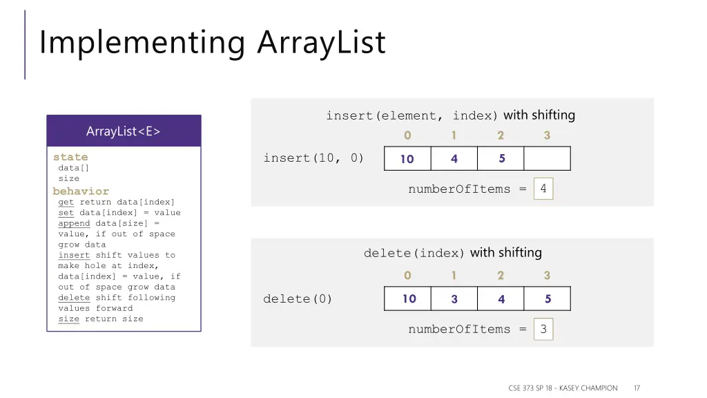 implementing arraylist