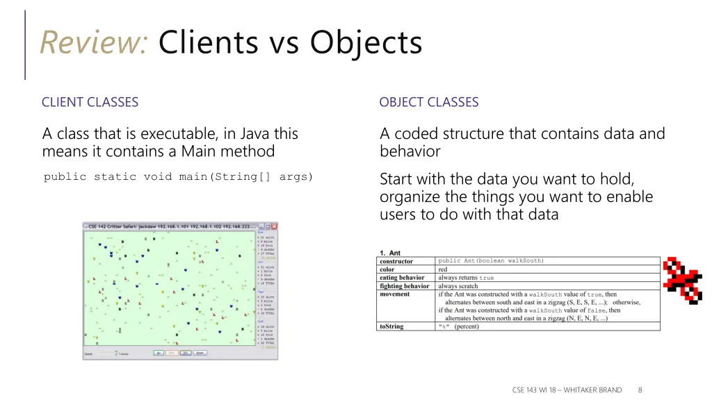 review clients vs objects