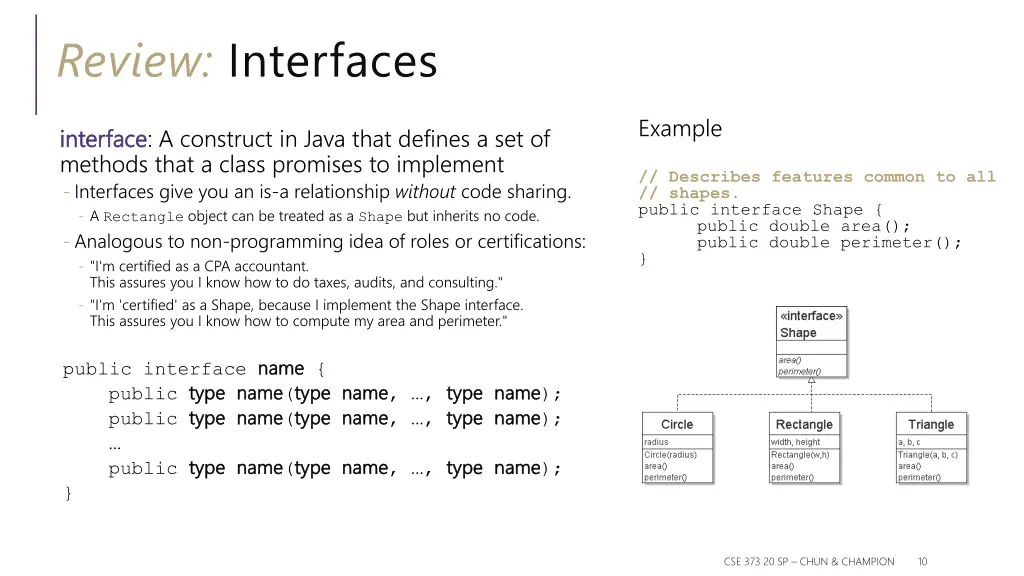 review interfaces