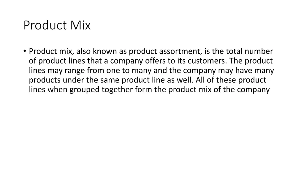 product mix