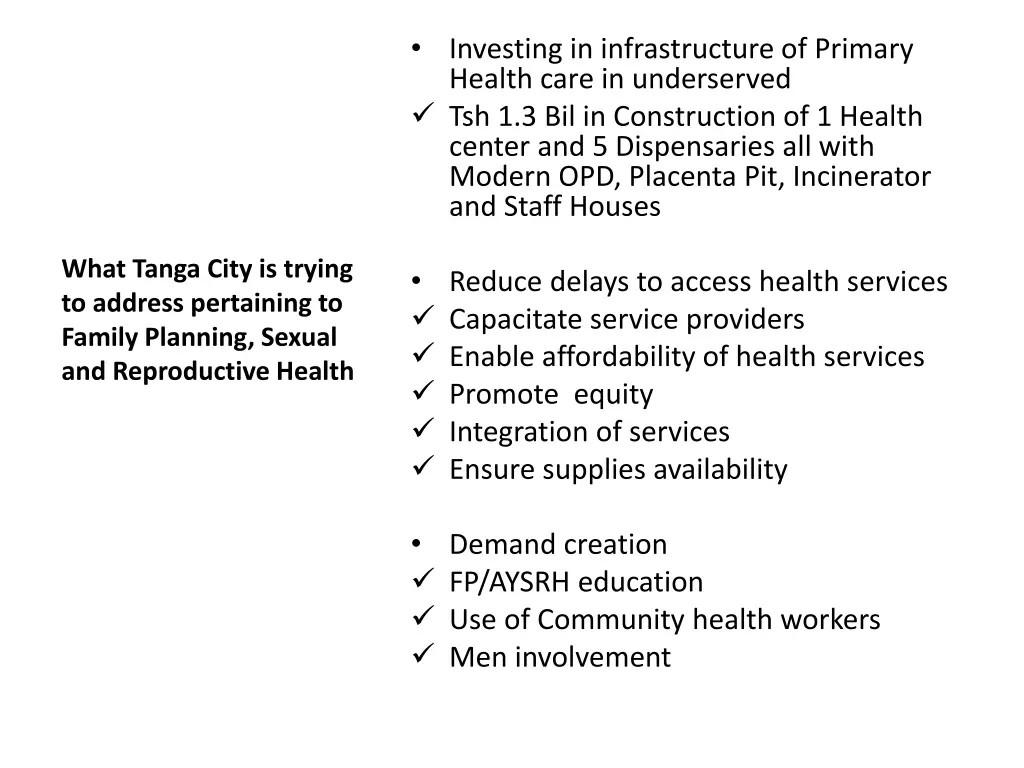 investing in infrastructure of primary health