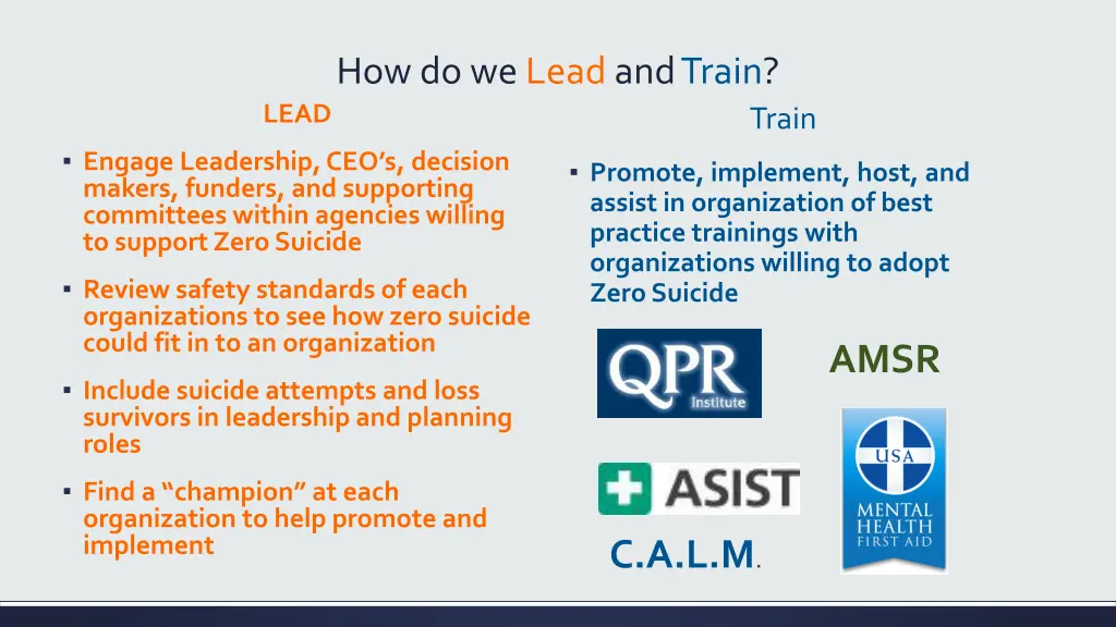 how do we lead and train