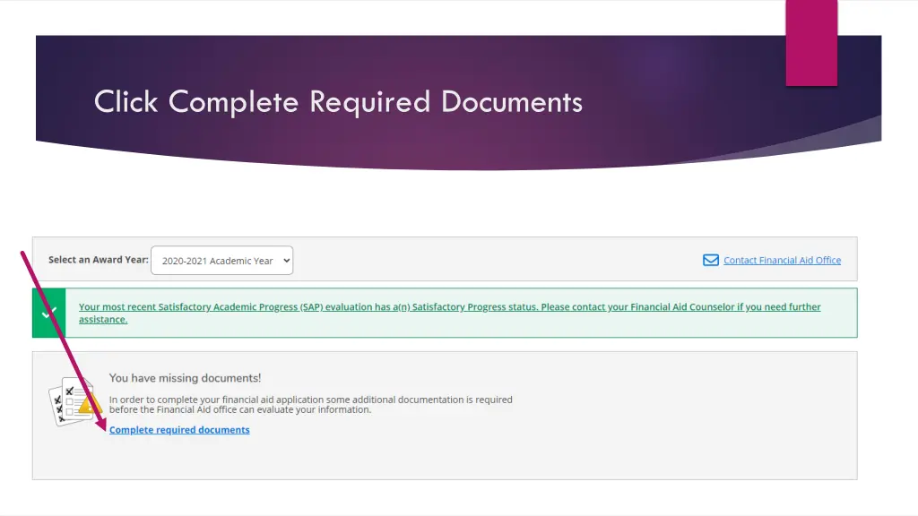 click complete required documents