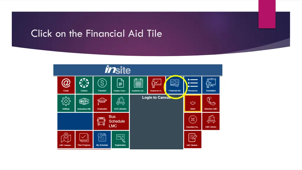 click on the financial aid tile