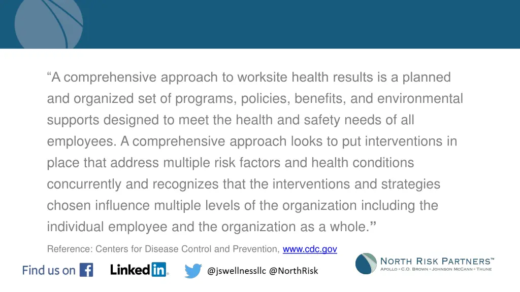 a comprehensive approach to worksite health