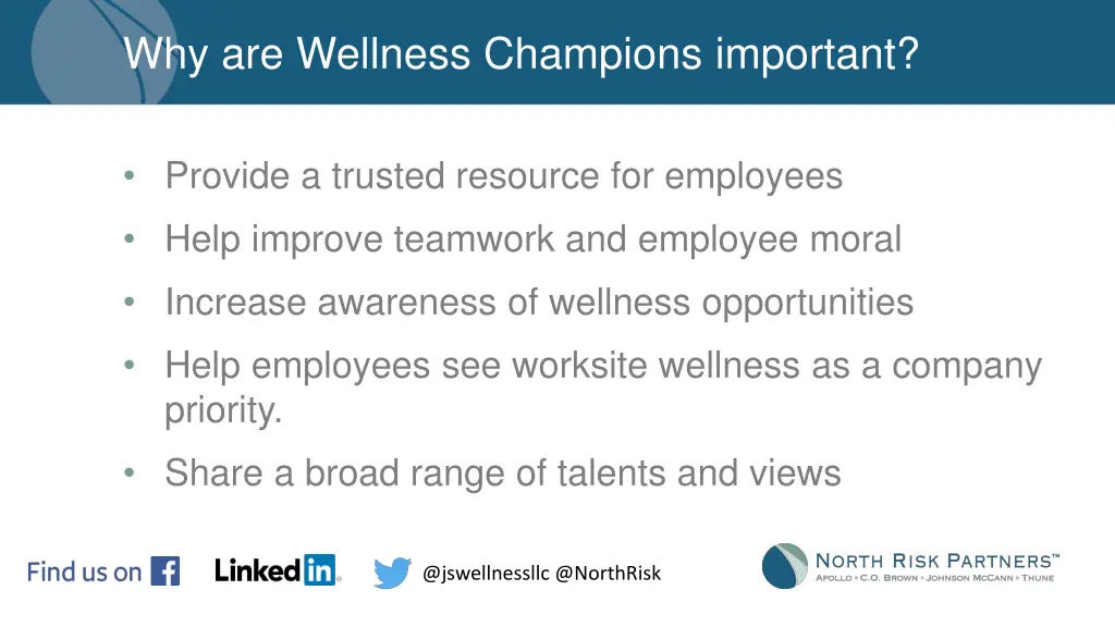 why are wellness champions important