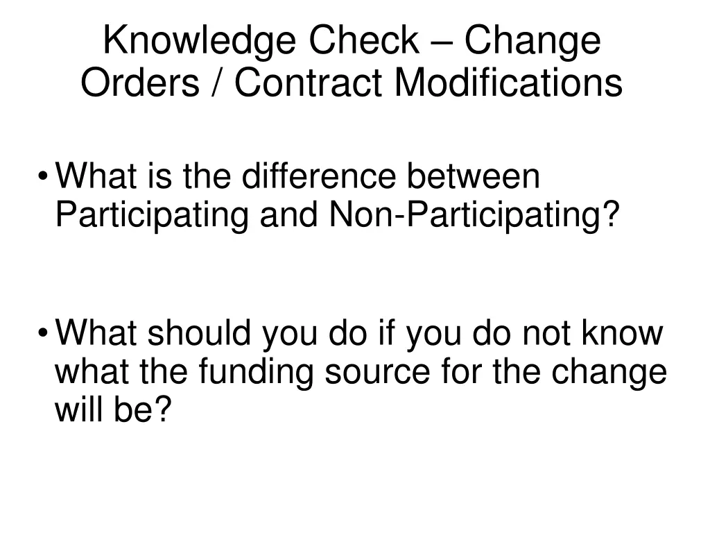 knowledge check change orders contract 5