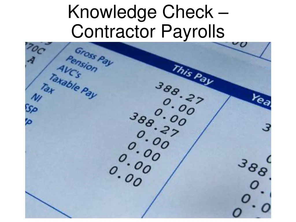 knowledge check contractor payrolls