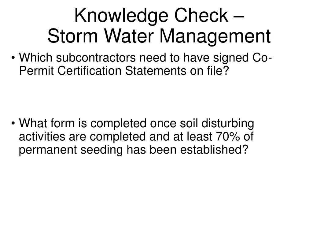 knowledge check storm water management 1