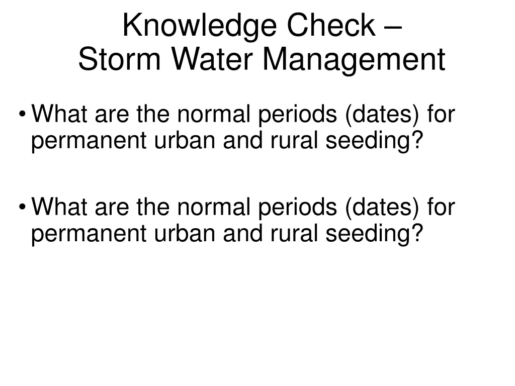 knowledge check storm water management 2