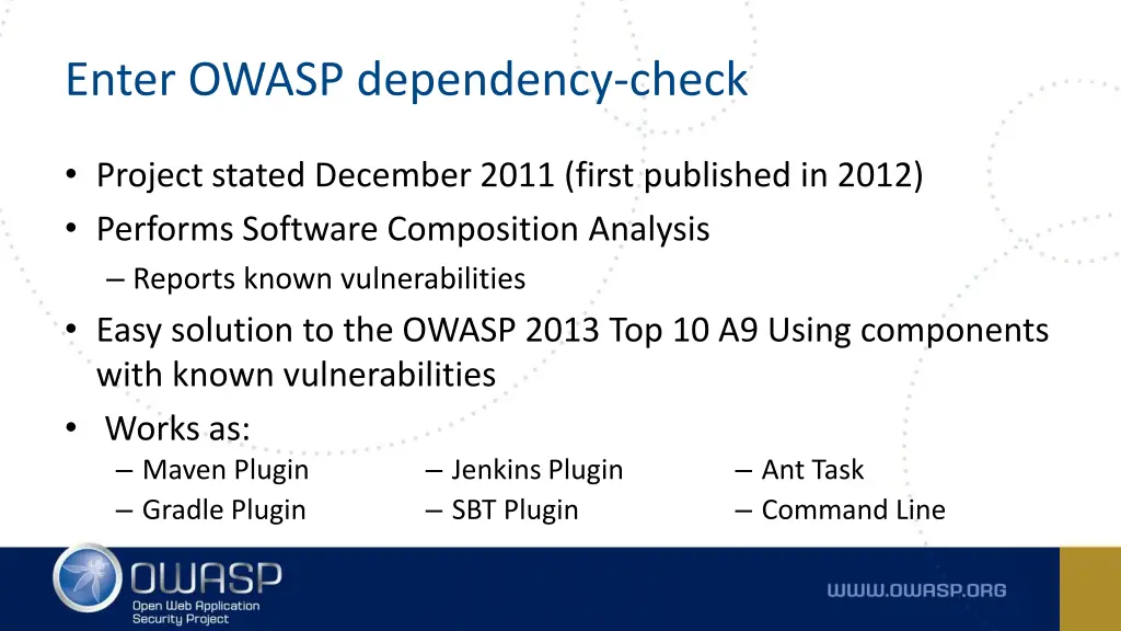 enter owasp dependency check