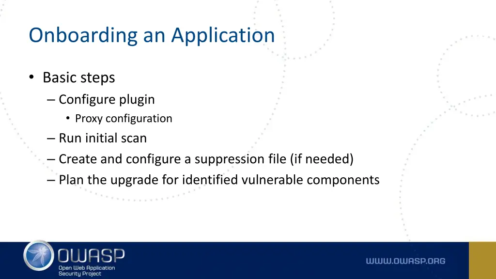 onboarding an application