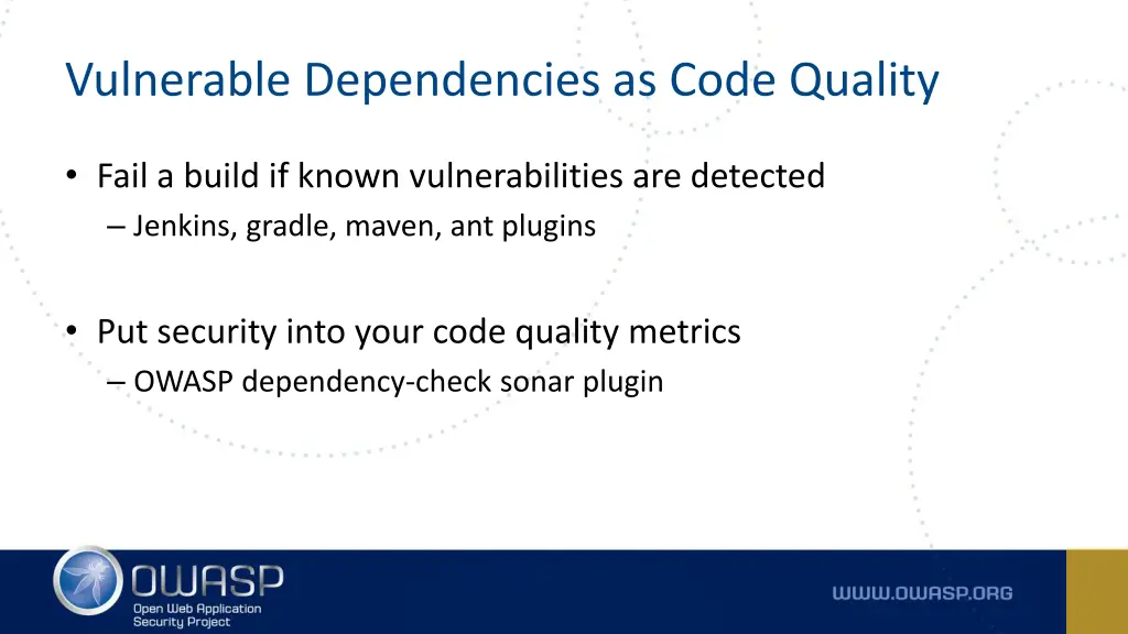 vulnerable dependencies as code quality