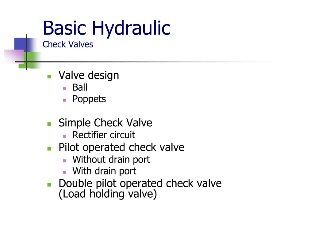 basic hydraulic check valves 1