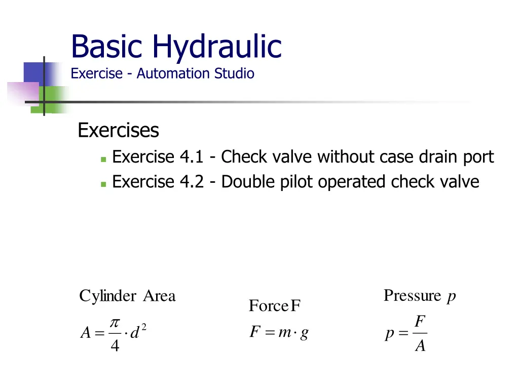 basic hydraulic exercise automation studio