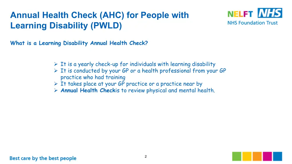 annual health check ahc for people with learning