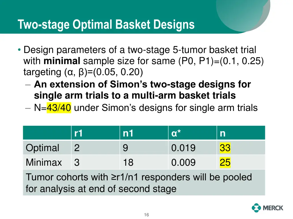 two stage optimal basket designs