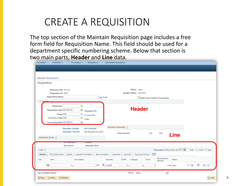 create a requisition 1