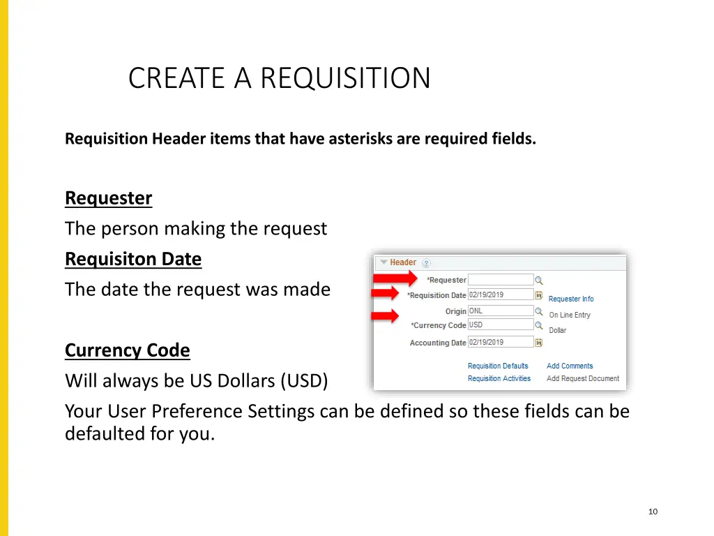 create a requisition 2