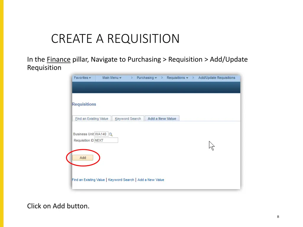 create a requisition