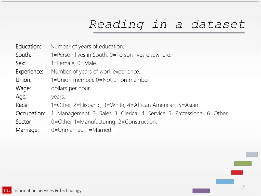 reading in a dataset 1