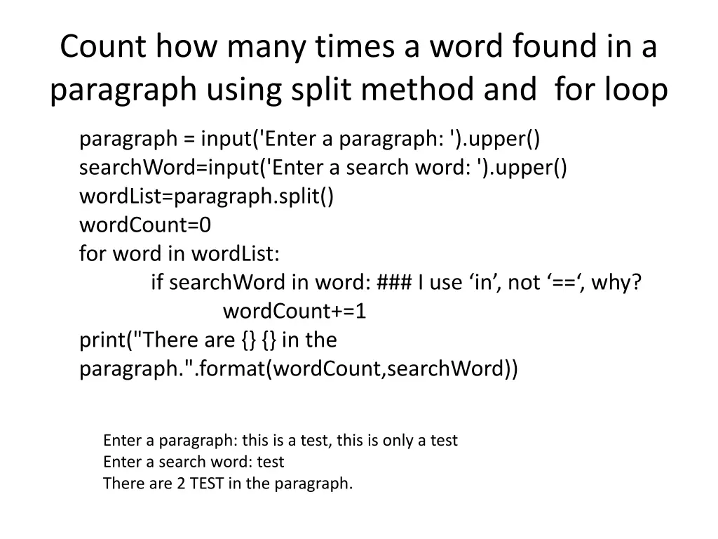 count how many times a word found in a paragraph 1