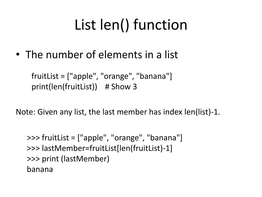 list len function