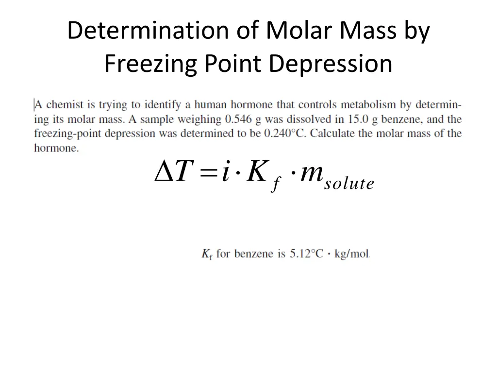 determination of molar mass by freezing point