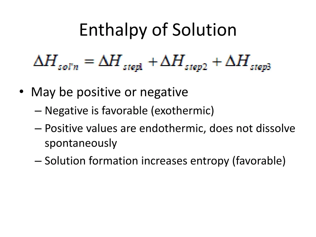 enthalpy of solution