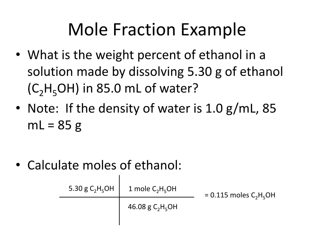 mole fraction example what is the weight percent