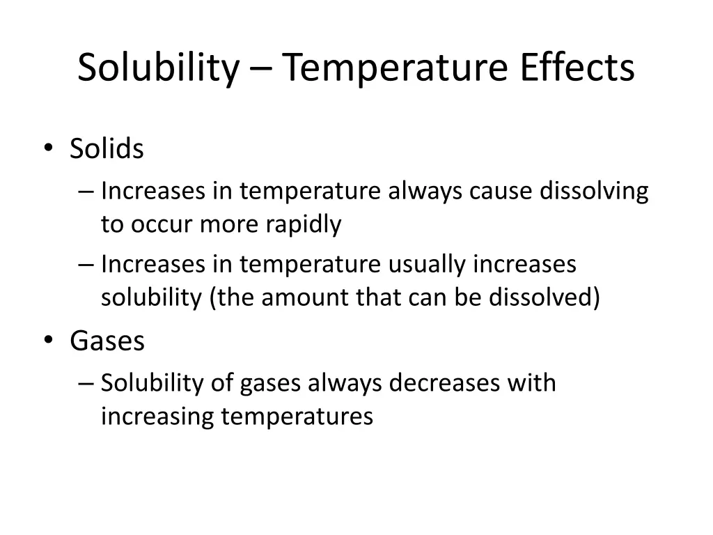 solubility temperature effects