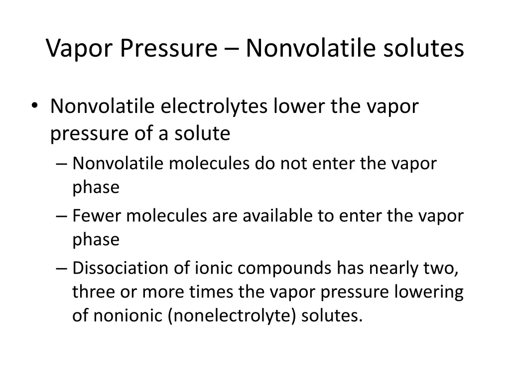 vapor pressure nonvolatile solutes