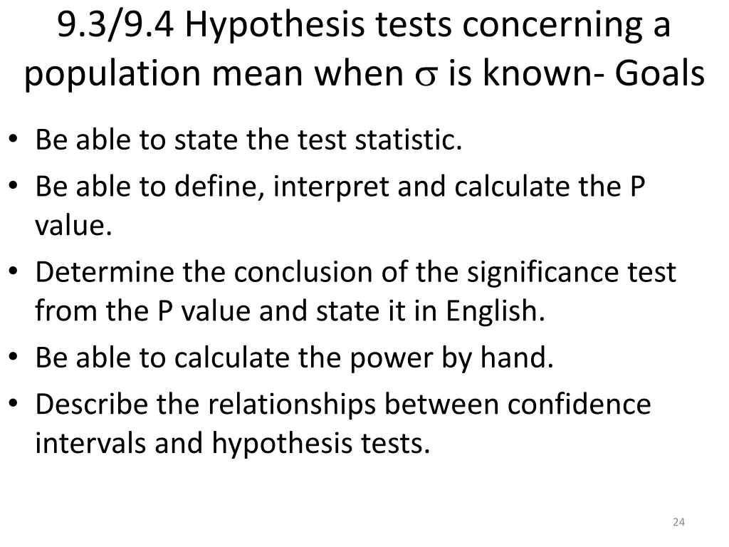 9 3 9 4 hypothesis tests concerning a population