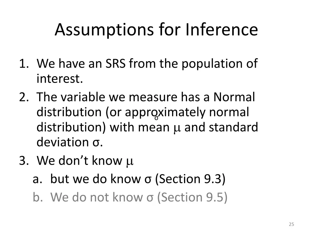 assumptions for inference 1