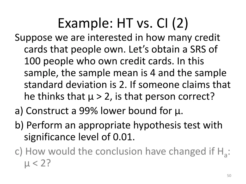 example ht vs ci 2 suppose we are interested