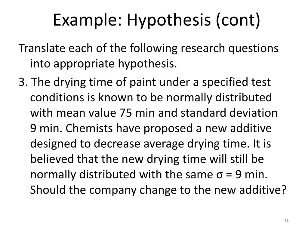 example hypothesis cont