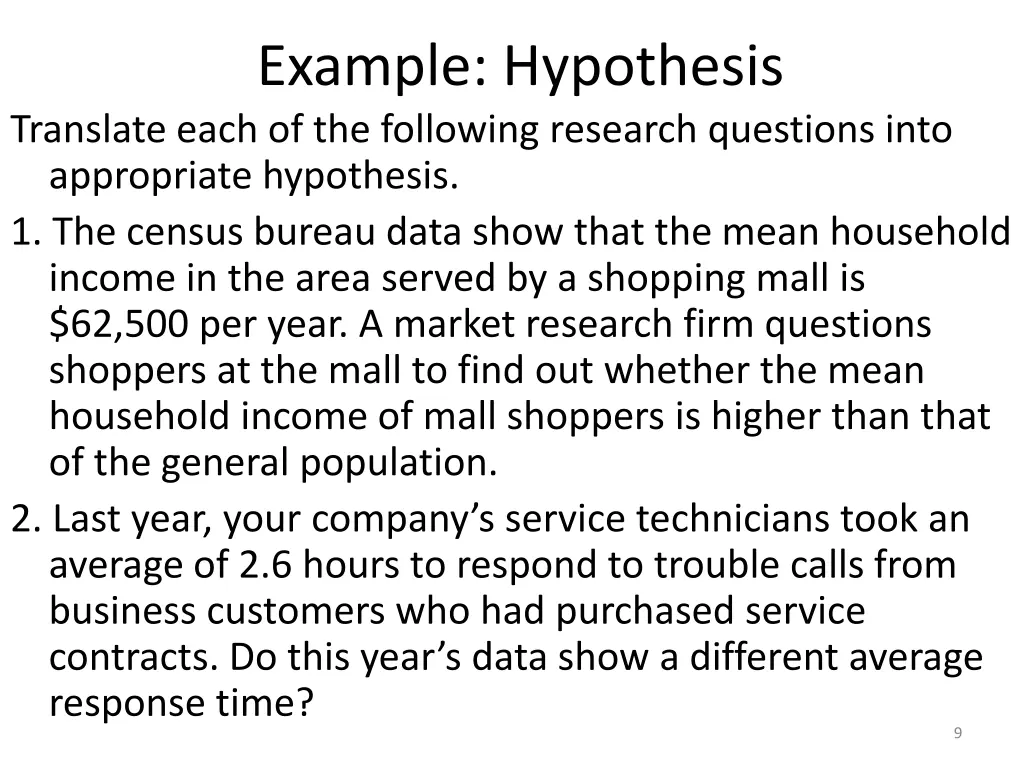 example hypothesis translate each