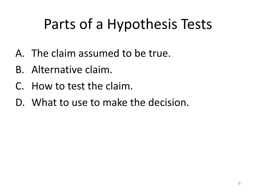 parts of a hypothesis tests