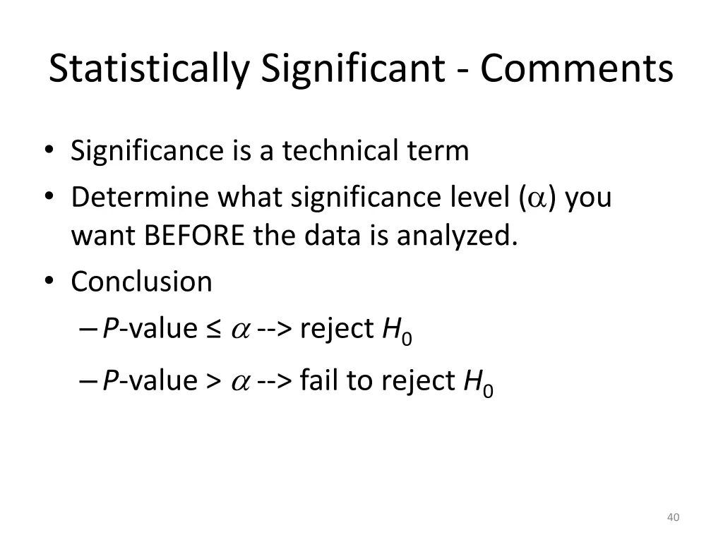 statistically significant comments